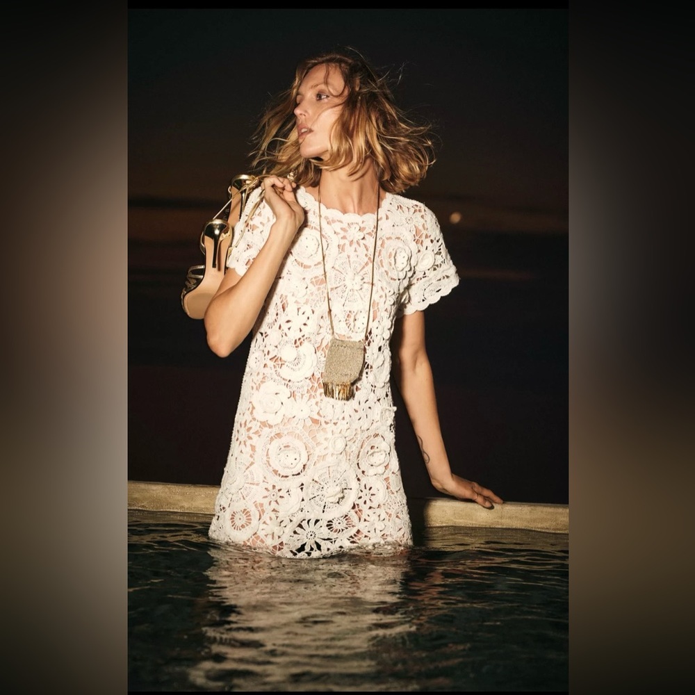ZARA WOMAN COLLECTION - ZW Collection Crochet Mini Dress in White